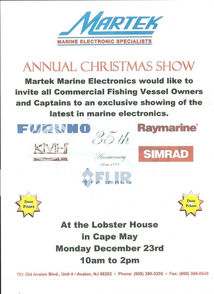 Martek Marine Electronics Christmas Show on Dec. 23 10am to 2pm The
